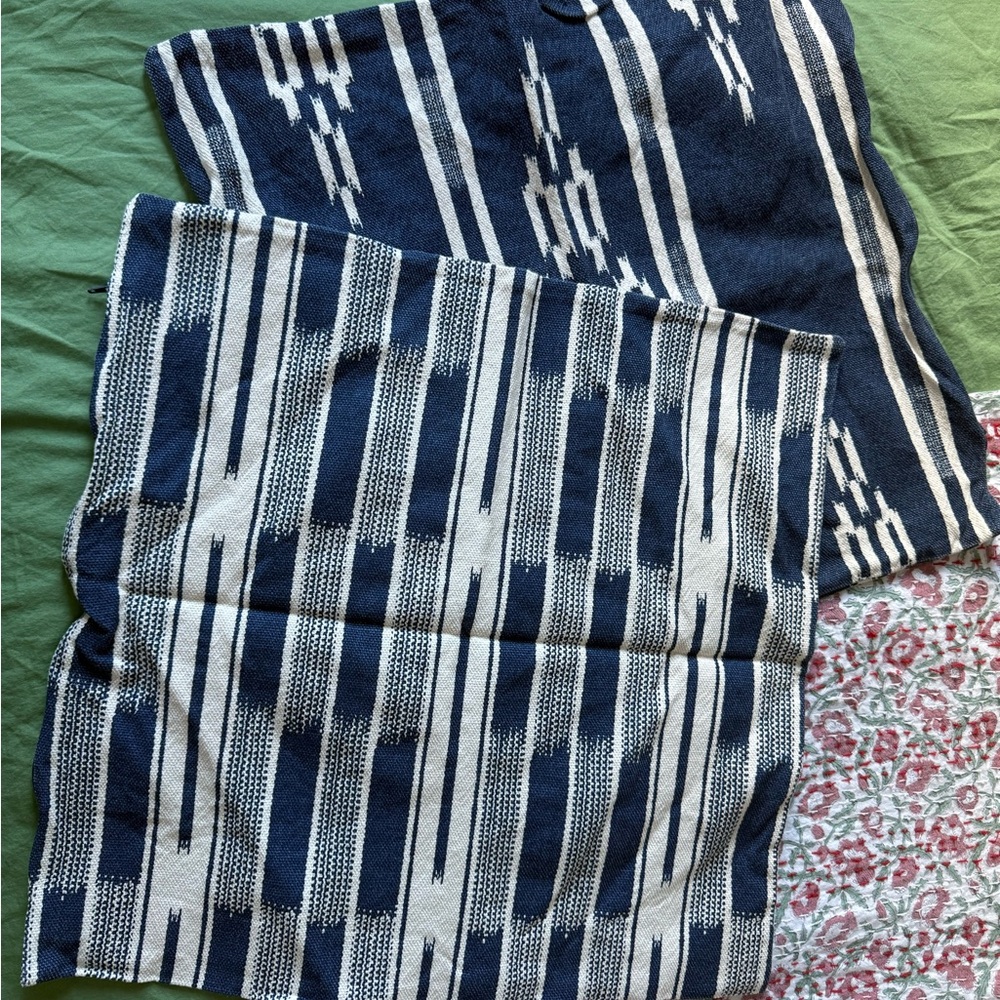 H&M Blue and White Patterned Throw Pillow Covers
